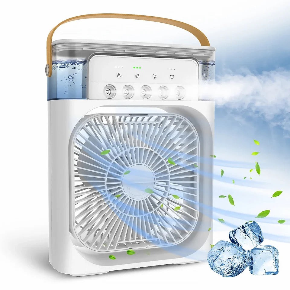 Portable Air Conditioner Fan, Mini Evaporative Air Cooler with 7 Colors LED Light, 1/2/3 H Timer, 3 Wind Speeds and 3 Spray