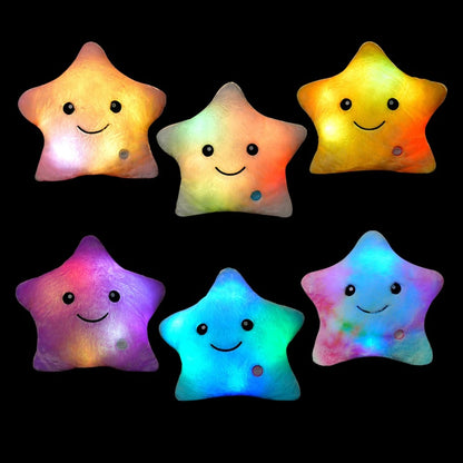 Star Shaped Pillow reative Twinkle Star Glowing LED Night Light Plush Pillows Stuffed Animals Toys Birthday Christmas Holiday Valentines Gifts for Toddlers Girls