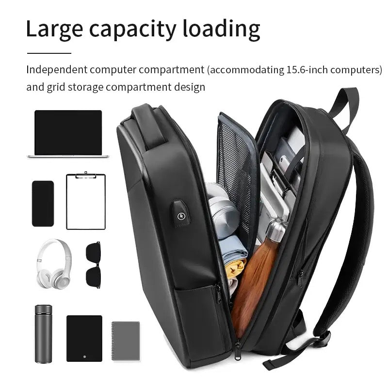 Anti-theft Laptop Backpack Anti-Theft Hard Shell Backpack 15.6-Inch,Expandable Slim Business Travel Laptop Backpack for Men,Water Resistant Black Laptop Bag with USB Port