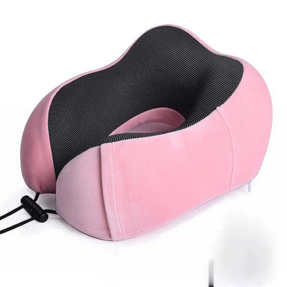 Orthopedic Travel Pillow Neck Pillow for Traveling, Upgraded Travel Neck Pillow for Airplane 100% Pure Memory Foam Travel Pillow for Flight Headrest Sleep, Portable Plane Accessories