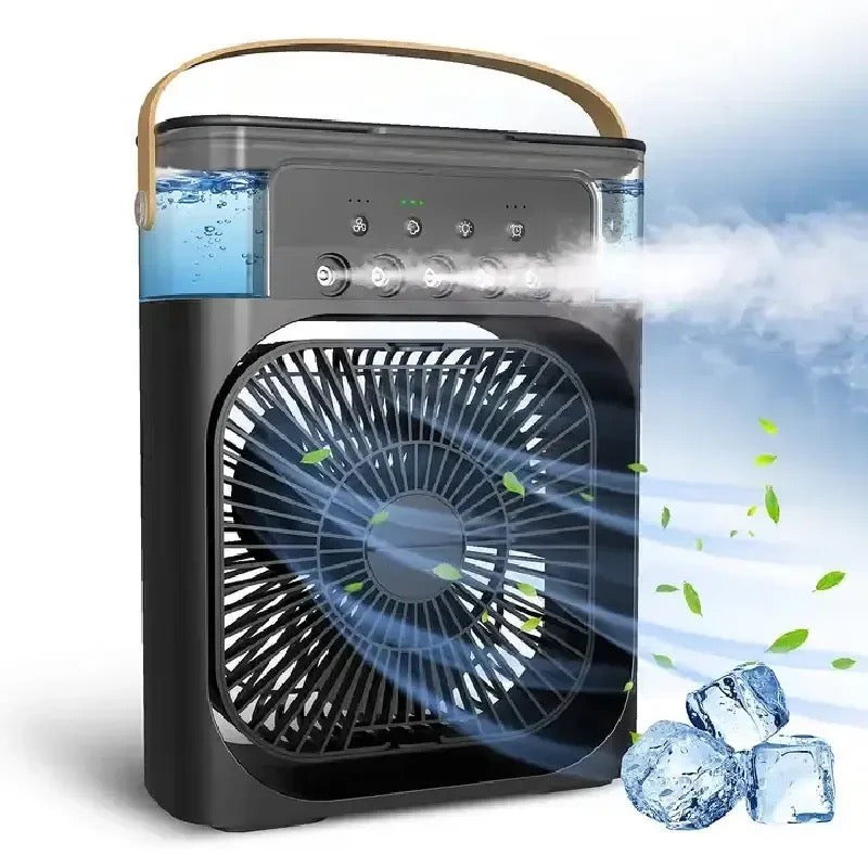 Portable Air Conditioner Fan, Mini Evaporative Air Cooler with 7 Colors LED Light, 1/2/3 H Timer, 3 Wind Speeds and 3 Spray