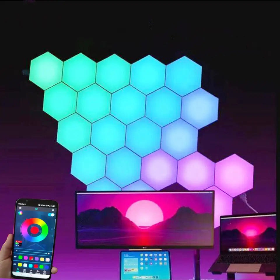 Hexagon LED Wall Light Set