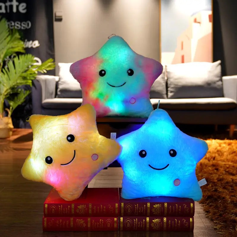 Star Shaped Pillow reative Twinkle Star Glowing LED Night Light Plush Pillows Stuffed Animals Toys Birthday Christmas Holiday Valentines Gifts for Toddlers Girls