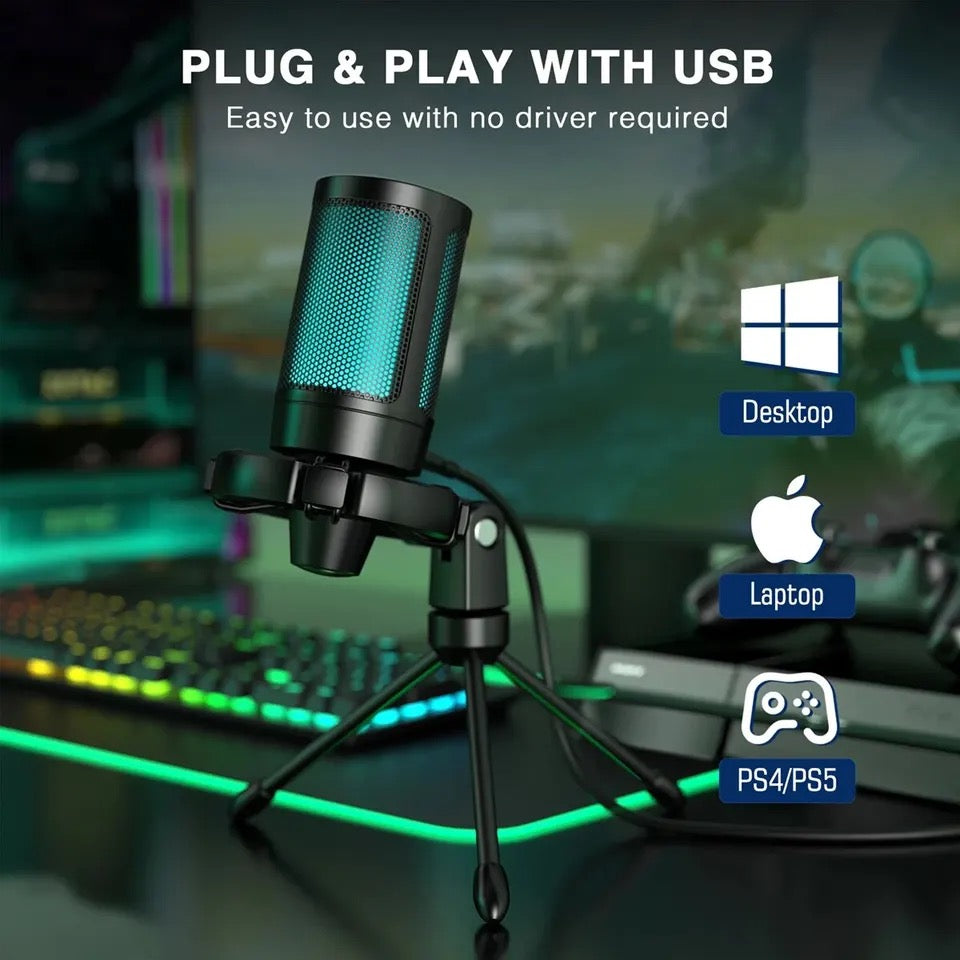 FIFINE-USB Microfone Condensador Gaming