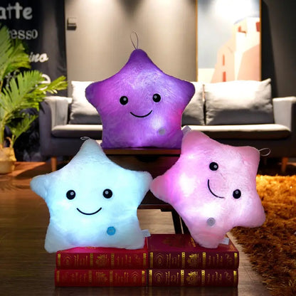 Star Shaped Pillow reative Twinkle Star Glowing LED Night Light Plush Pillows Stuffed Animals Toys Birthday Christmas Holiday Valentines Gifts for Toddlers Girls