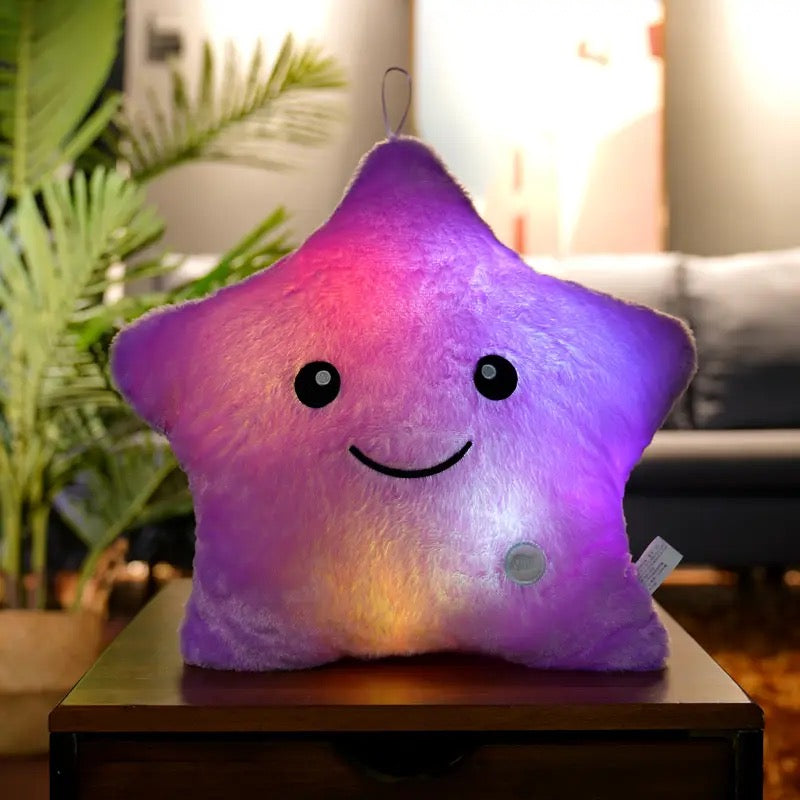 Star Shaped Pillow reative Twinkle Star Glowing LED Night Light Plush Pillows Stuffed Animals Toys Birthday Christmas Holiday Valentines Gifts for Toddlers Girls