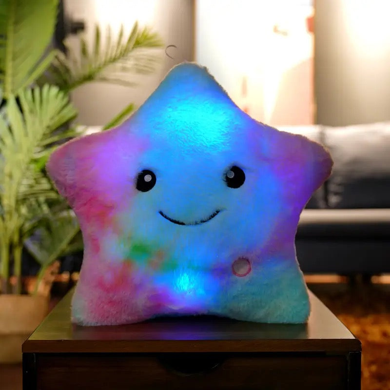 Star Shaped Pillow reative Twinkle Star Glowing LED Night Light Plush Pillows Stuffed Animals Toys Birthday Christmas Holiday Valentines Gifts for Toddlers Girls