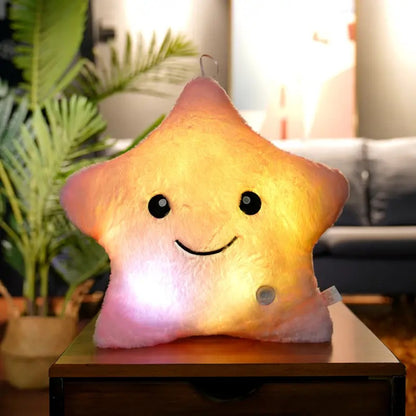 Star Shaped Pillow reative Twinkle Star Glowing LED Night Light Plush Pillows Stuffed Animals Toys Birthday Christmas Holiday Valentines Gifts for Toddlers Girls