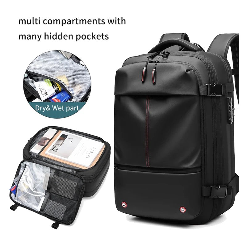 Vacpack Backpack, 60L Expandable Backpack with Vacuum Compression, Water Resistant, Anti Theft Vacpack Travel Vacuum Backpack