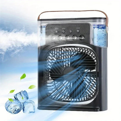 Portable Air Conditioner Fan, Mini Evaporative Air Cooler with 7 Colors LED Light, 1/2/3 H Timer, 3 Wind Speeds and 3 Spray