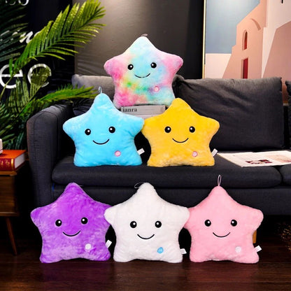 Star Shaped Pillow reative Twinkle Star Glowing LED Night Light Plush Pillows Stuffed Animals Toys Birthday Christmas Holiday Valentines Gifts for Toddlers Girls