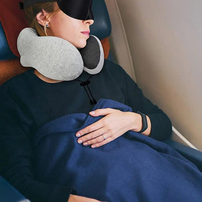 Orthopedic Travel Pillow Neck Pillow for Traveling, Upgraded Travel Neck Pillow for Airplane 100% Pure Memory Foam Travel Pillow for Flight Headrest Sleep, Portable Plane Accessories