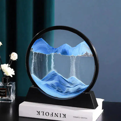 Moving Sand Art Picture,Liquid Motion 3D Sea Sandscape in Motion Display, Flowing Sand Frame Desktop Art Bookshelves Home Office Decoration