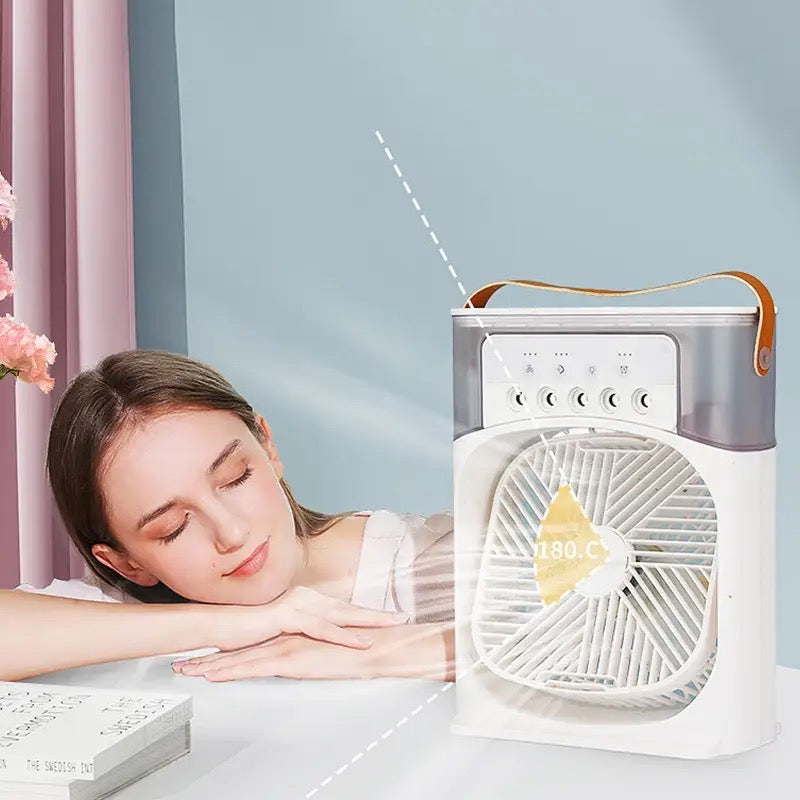 Portable Air Conditioner Fan, Mini Evaporative Air Cooler with 7 Colors LED Light, 1/2/3 H Timer, 3 Wind Speeds and 3 Spray