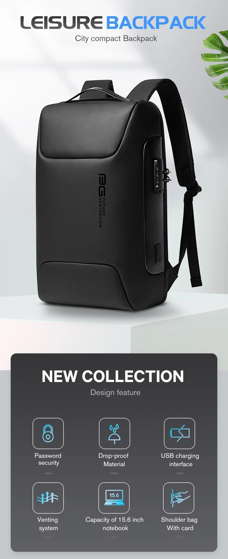 New Backpack Aesthetic Design Anti Theft Backpack,Smart Work Backpack with USB Charging Port, Business Laptop Fit for 15.6 INCH Laptop