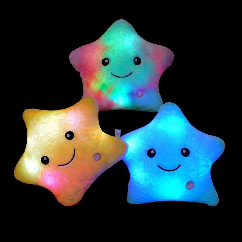 Star Shaped Pillow reative Twinkle Star Glowing LED Night Light Plush Pillows Stuffed Animals Toys Birthday Christmas Holiday Valentines Gifts for Toddlers Girls