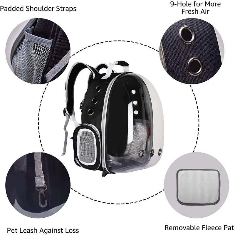 Pet Backpack Carrier Backpack Carrier/Bubble Carrying Bag for Small Medium Dogs Cats, Space Capsule Pet Carrier for Hiking, Travel, Airline Approved- Black