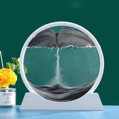 Moving Sand Art Picture,Liquid Motion 3D Sea Sandscape in Motion Display, Flowing Sand Frame Desktop Art Bookshelves Home Office Decoration