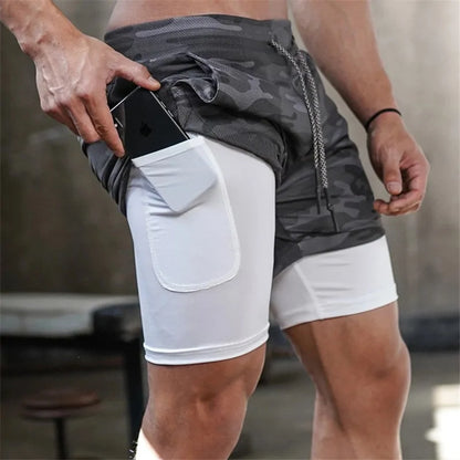 Summer 2-in-1 Men's Gym Fitness Running Shorts