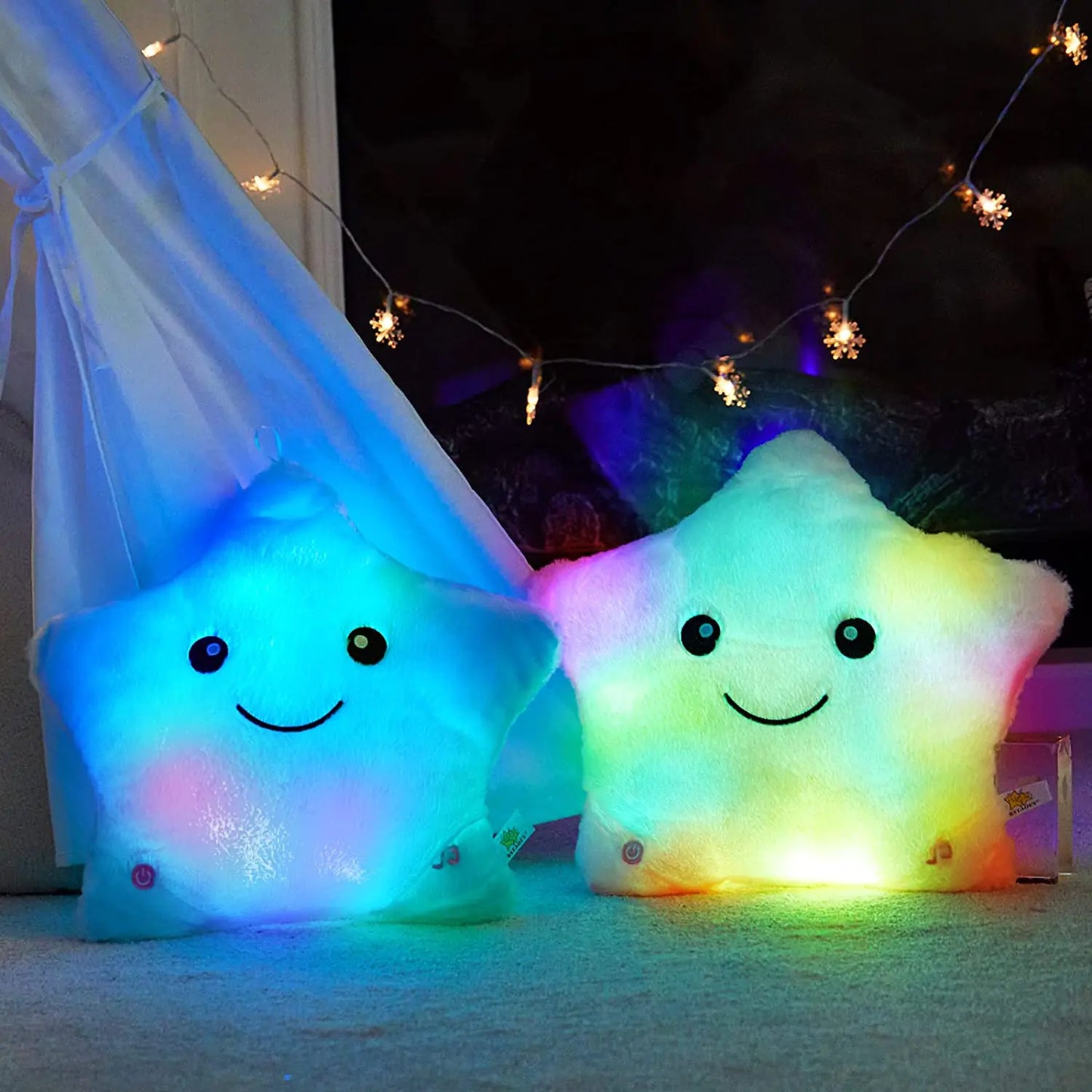 LED Star PillowLED Twinkle Star Soft Plush Pillow Toys Glowing Stuffed Star Light up Pillow Plush with Colorful Night Lights Birthday Gift for Kids