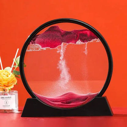 Moving Sand Art Picture,Liquid Motion 3D Sea Sandscape in Motion Display, Flowing Sand Frame Desktop Art Bookshelves Home Office Decoration