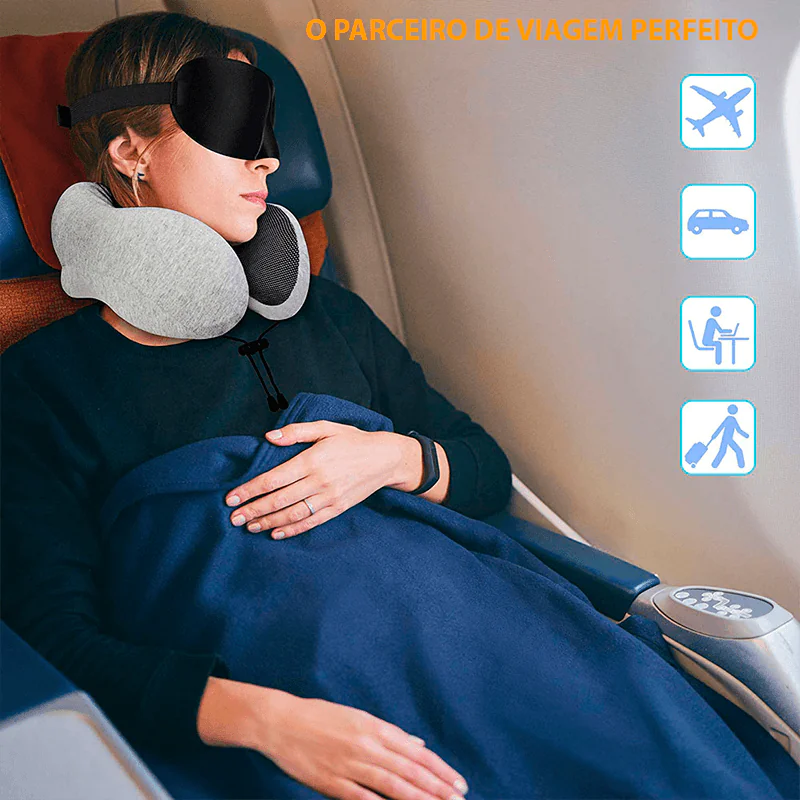 Orthopedic Travel Pillow Neck Pillow for Traveling, Upgraded Travel Neck Pillow for Airplane 100% Pure Memory Foam Travel Pillow for Flight Headrest Sleep, Portable Plane Accessories