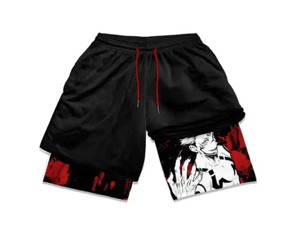 Men's Double-Layered Anime Shorts for Summer Sports