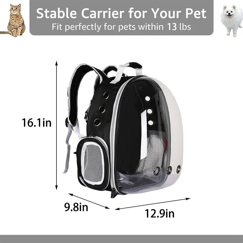 Pet Backpack Carrier Backpack Carrier/Bubble Carrying Bag for Small Medium Dogs Cats, Space Capsule Pet Carrier for Hiking, Travel, Airline Approved- Black