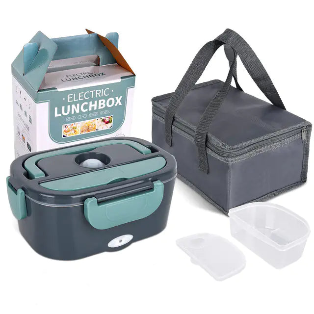 Electric Heated Lunch Box Electric Lunch Box Food Heater, 3 in 1 Ultra Quick Heated Lunch Boxes for Adults, 12V/24V/110V Portable Food Warmer for Car/Truck/Office With Fork Spoon and Insulated Carry Bag