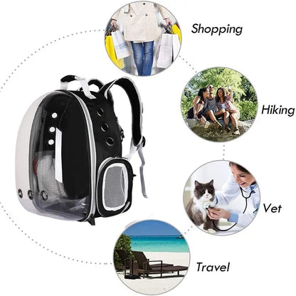 Pet Backpack Carrier Backpack Carrier/Bubble Carrying Bag for Small Medium Dogs Cats, Space Capsule Pet Carrier for Hiking, Travel, Airline Approved- Black