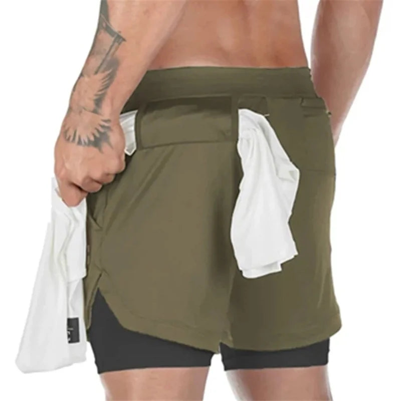 Summer 2-in-1 Men's Gym Fitness Running Shorts