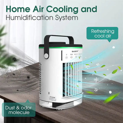 Portable Air Conditioner, Mini Portable Air Conditioner Fan, 4 Wind Speeds and 7 LED Lights, 2 Cold Air Sprays and 2-8 Hours Timer, Air Conditioner